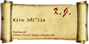 Kirs Júlia névjegykártya